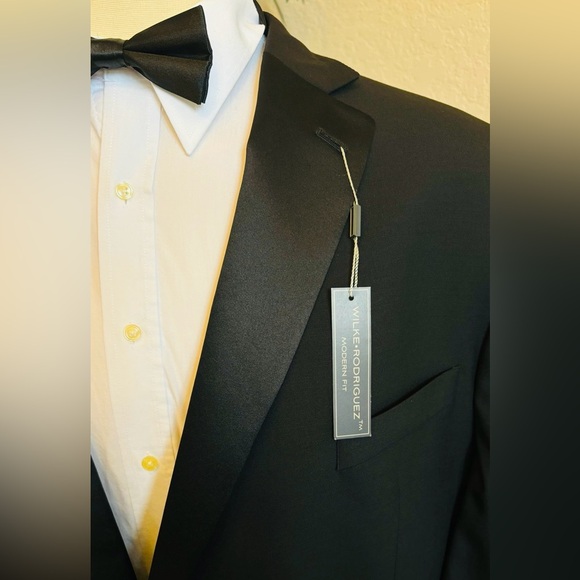 NEW TUXEDO JACKET SIZE 52R BLACK FORMAL EVENING MODERN FIT TUX SUIT COAT - Picture 4 of 10
